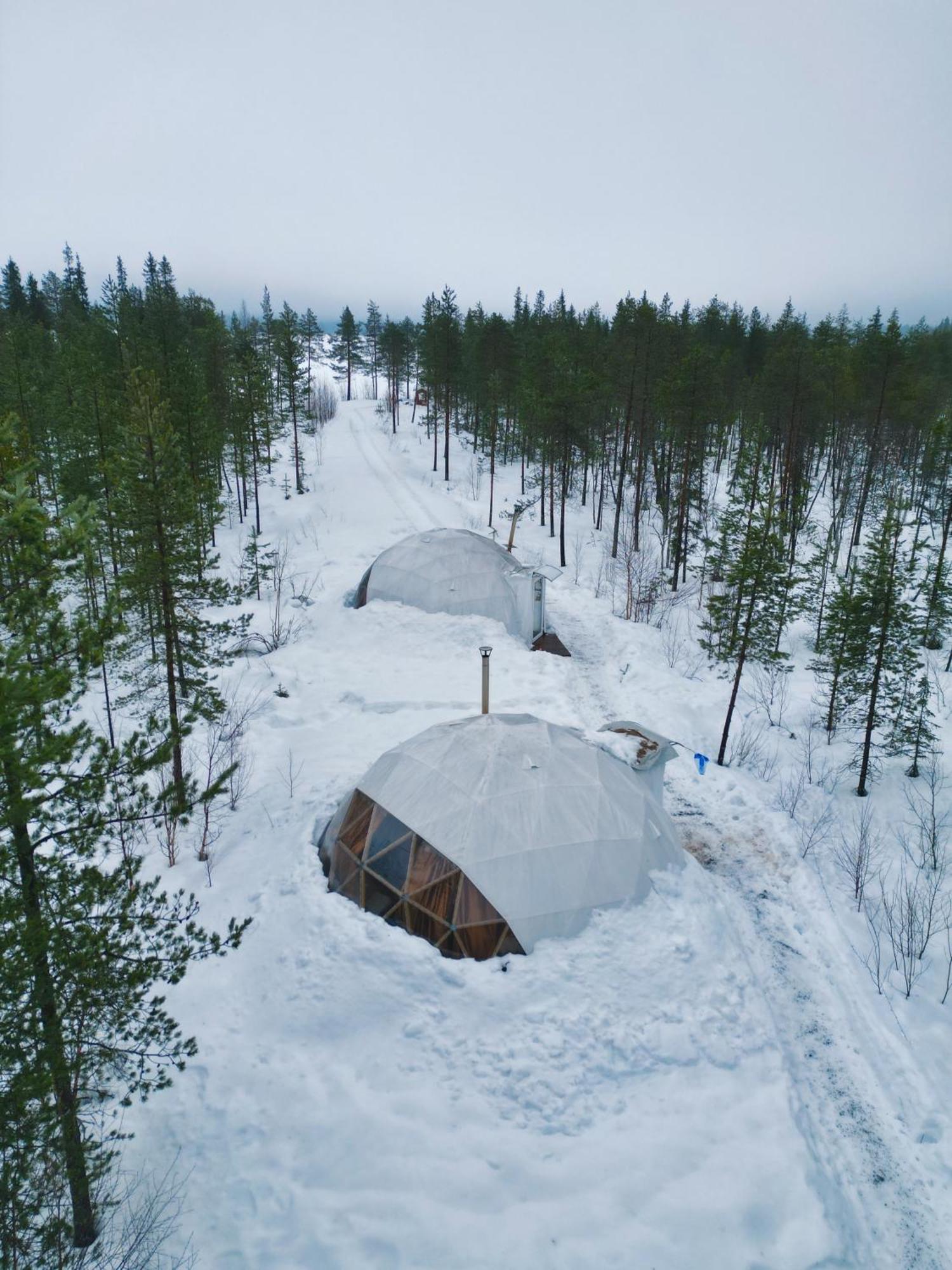 Aurora Igloo Fireplace-Heated Tents In A Secret Forest With Private Jacuzzi And Shared Sauna Bathroom And Dog Friendly Rovaniemi Kültér fotó