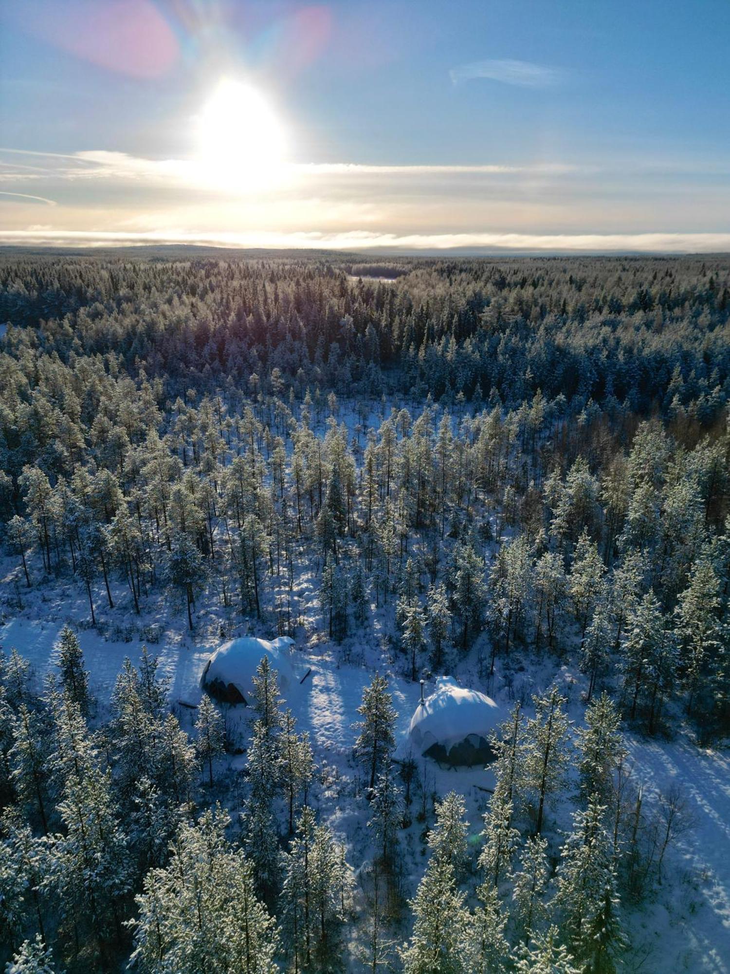 Aurora Igloo Fireplace-Heated Tents In A Secret Forest With Private Jacuzzi And Shared Sauna Bathroom And Dog Friendly Rovaniemi Kültér fotó