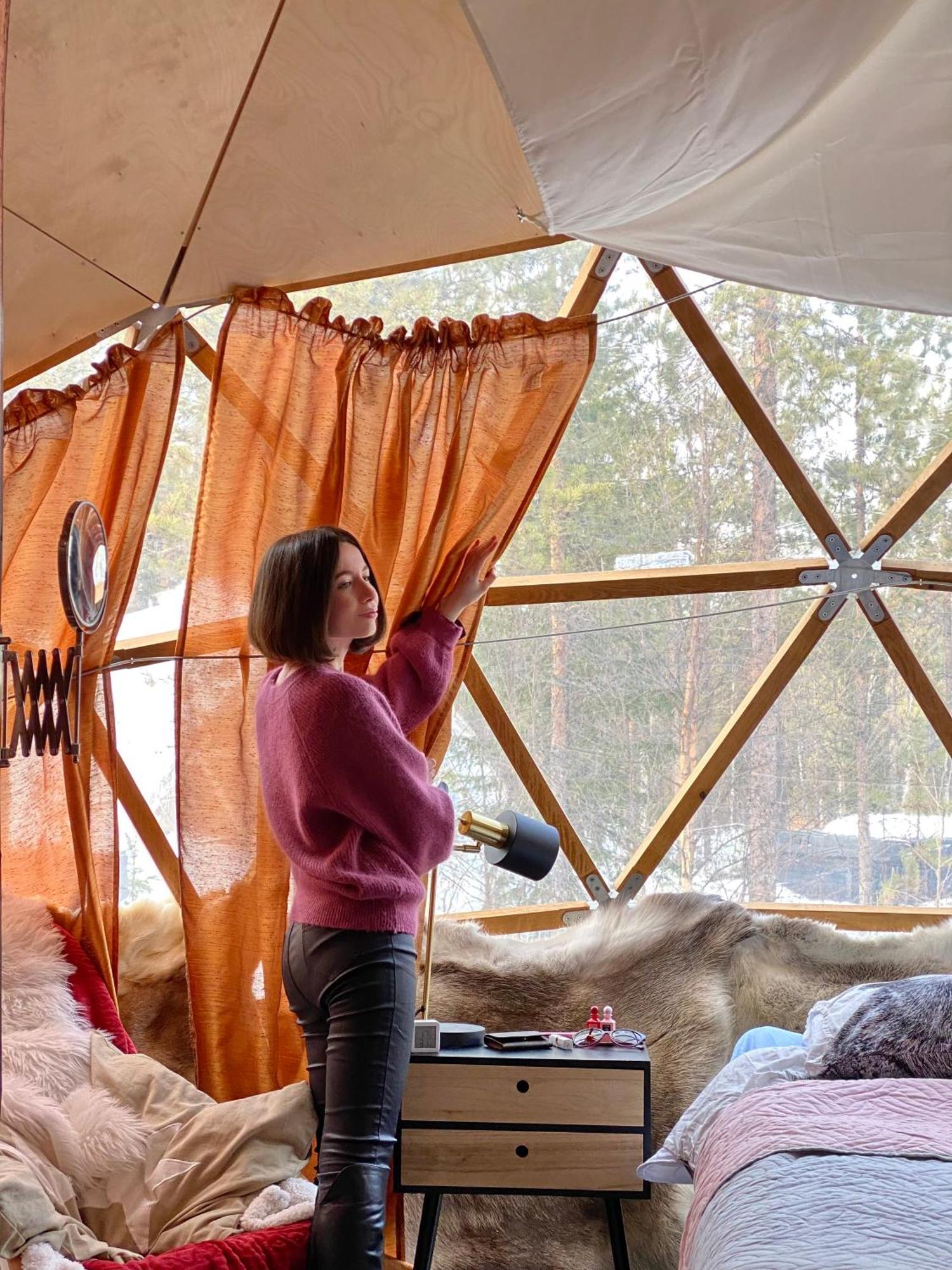 Aurora Igloo Fireplace-Heated Tents In A Secret Forest With Private Jacuzzi And Shared Sauna Bathroom And Dog Friendly Rovaniemi Kültér fotó